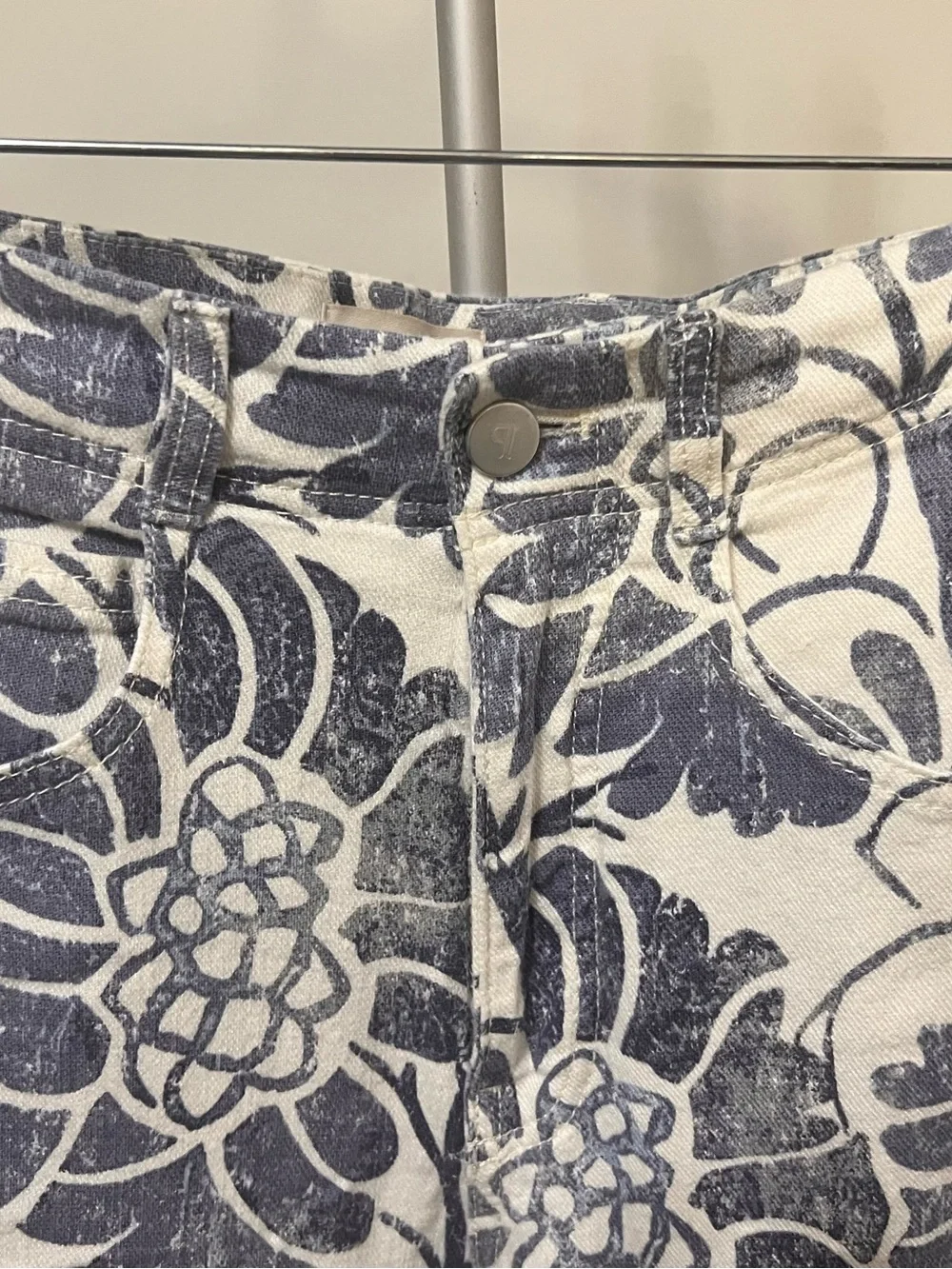 Pilcro for Anthropologie Floral Linen Blend Wide Leg Pants Size 28